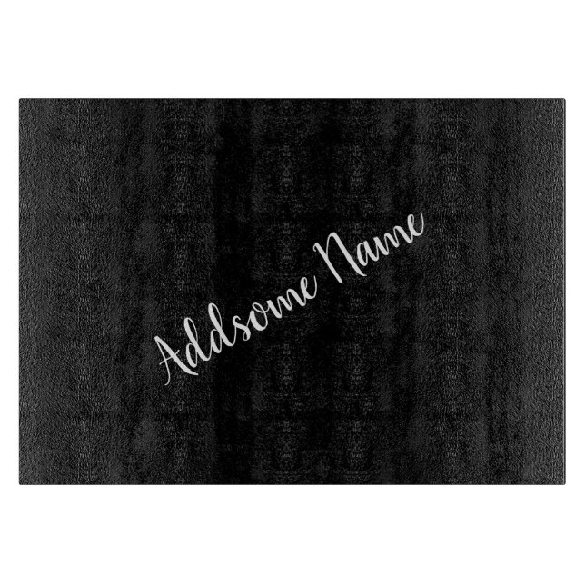 Solid Colour Modern Basic Black Monogrammed Cutting Board (Front)