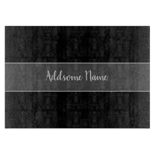 Solid Colour Modern Basic Black Monogrammed Cutting Board