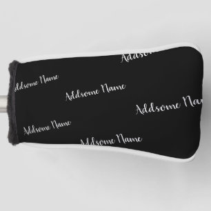 Solid Colour Modern Basic Black Monogrammed Golf Head Cover