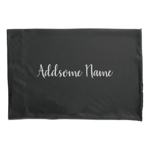 Solid Colour Modern Basic Black Monogrammed Pillowcase