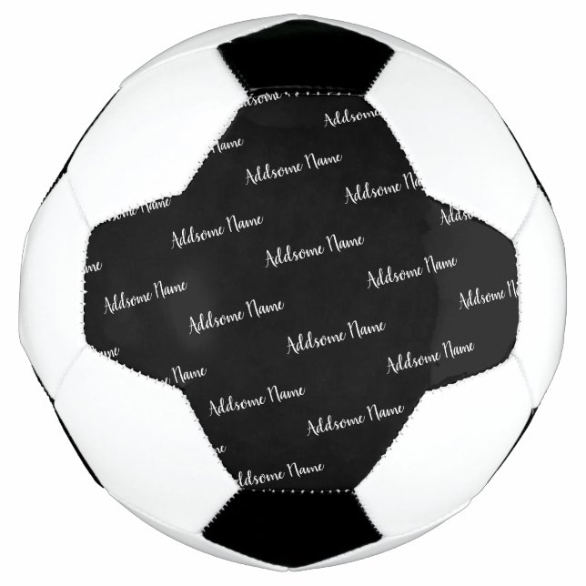 Solid Colour Modern Basic Black Monogrammed Soccer Ball (Front)