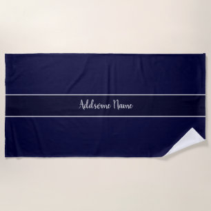 Solid Colour Modern Navy Blue Stylish Beach Towel