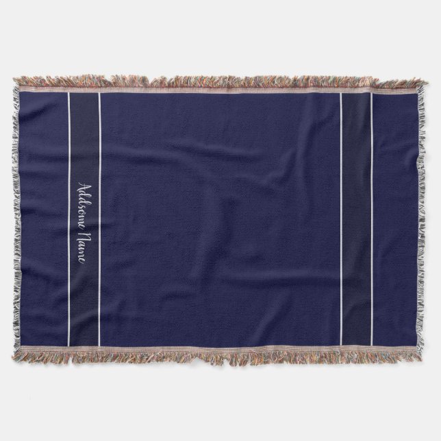 Solid Colour Modern Navy  Blue Stylish Throw Blanket (Front)