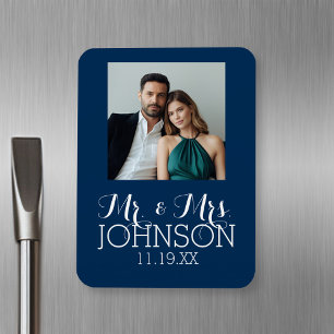 Solid Colour Mr & Mrs Wedding or Anniversary Favou Magnet