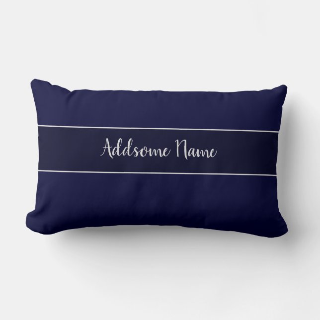 Solid colour Navy Blue Modern Stylish Lumbar Pillow (Front)