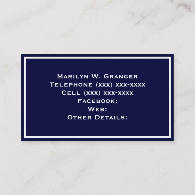 Solid Colour: Navy Blue with Adjustable Frame Business Card (Back)