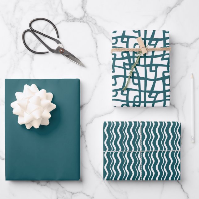 Solid colour Oceanic Teal Wrapping Paper Sheet (Front)