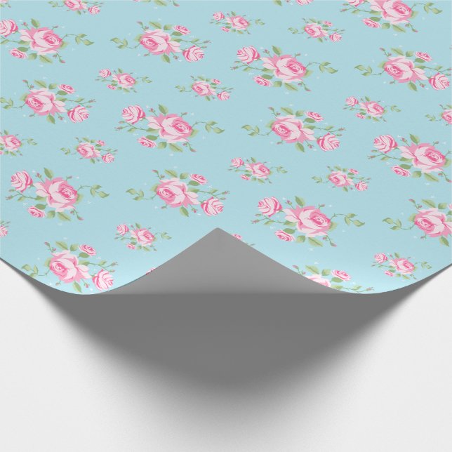 Solid Colour of Rose Floral Pattern Only Wrapping  Wrapping Paper (Corner)