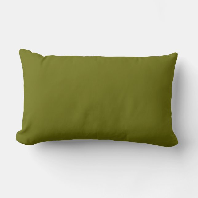 Solid colour olive green lumbar pillow (Front)