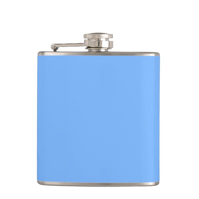 Solid colour plain aero sky blue hip flask (Front)