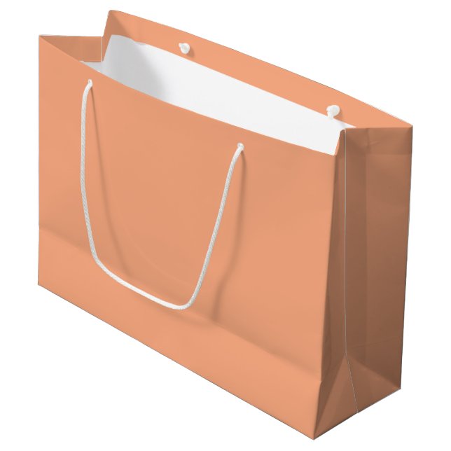 Solid colour plain apricot pastel orange large gift bag (Front Angled)