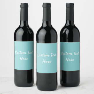 Solid colour plain Aqua Splash blue Wine Label