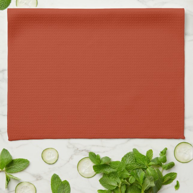 Solid colour plain burnt orange red kitchen towel (Folded)