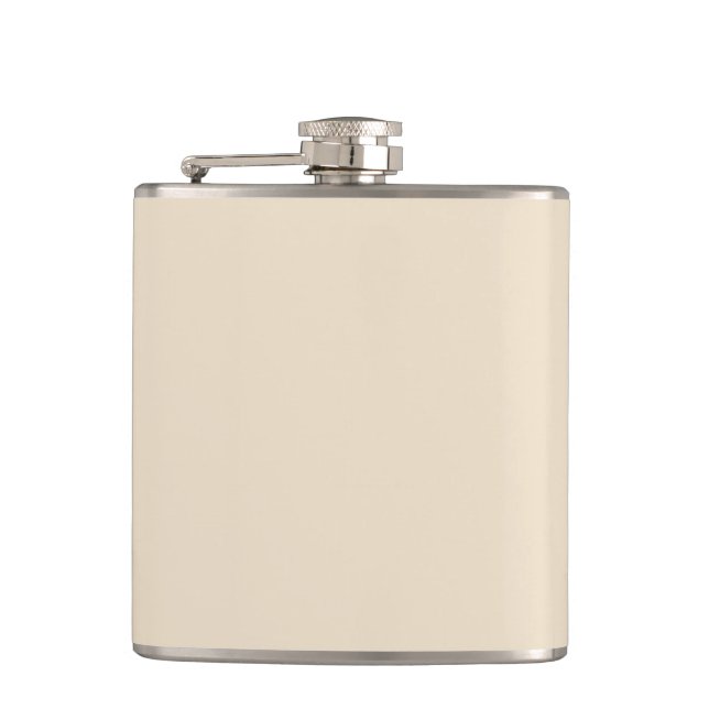 Solid colour plain Champagne beige Hip Flask (Front)