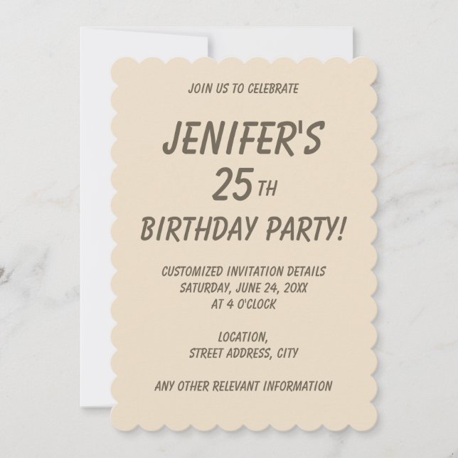 Solid colour plain Champagne beige Invitation (Front)