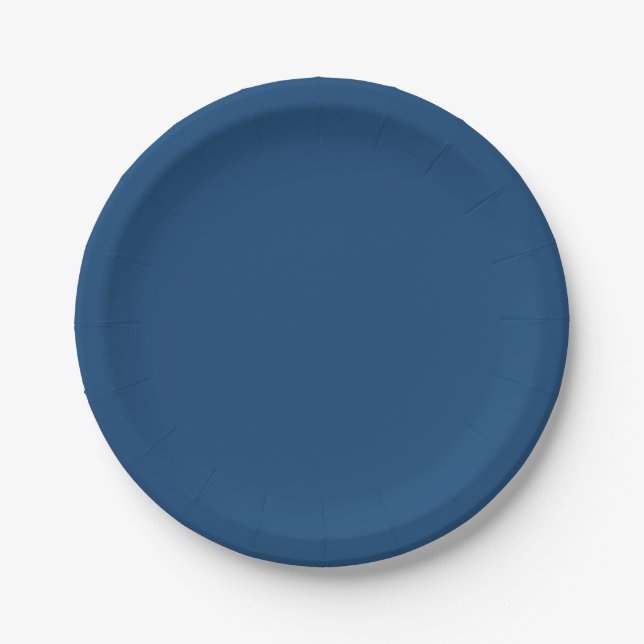 Solid colour plain dark blue Winter night Skies Paper Plate (Front)