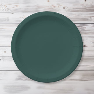 Solid colour plain dark emerald green paper plate