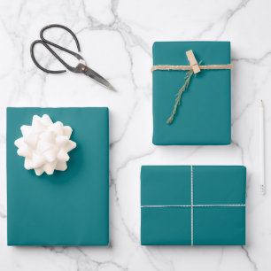  Solid colour plain Deep Aqua teal Wrapping Paper Sheet