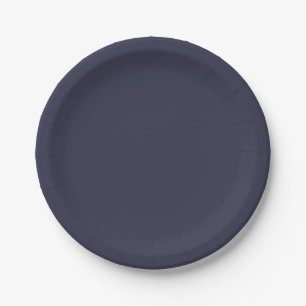 Solid colour plain Evening dark Blue Paper Plate