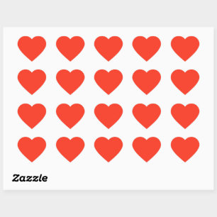 Solid colour plain flamingo bright red heart sticker