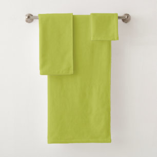 Solid colour plain lime green lemon grass bath towel set