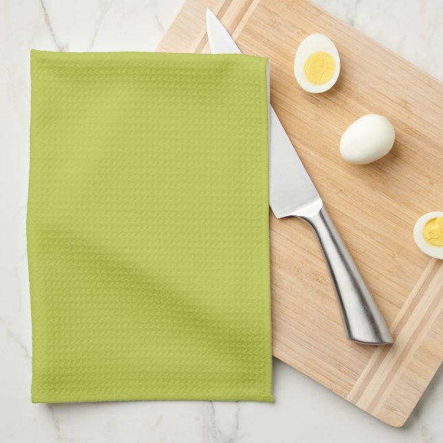 Solid colour plain lime green lemon grass kitchen towel (Quarter Fold)