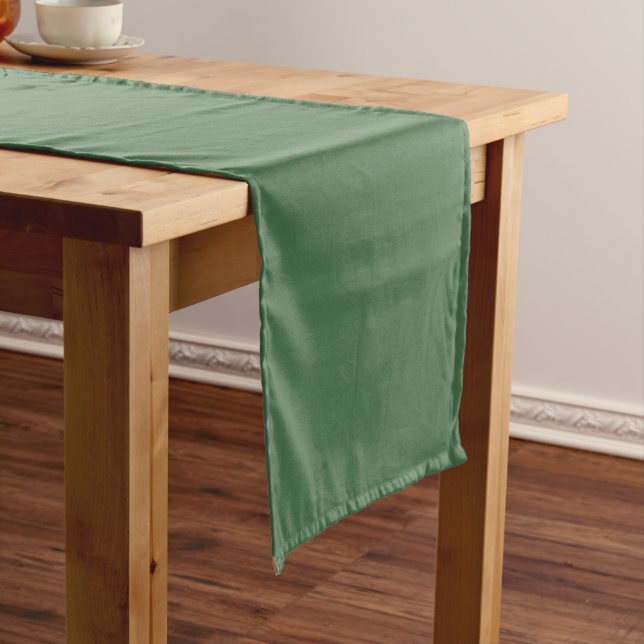 Solid colour plain Moss Green Short Table Runner (In Situ)