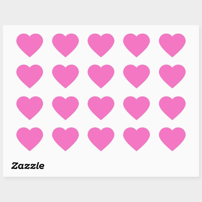 Solid colour plain orchid bright pink heart sticker (Sheet)