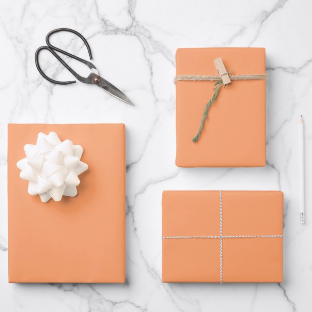 Solid colour plain papaya orange wrapping paper sheet (Front)