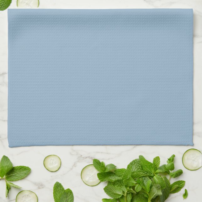 Solid colour plain pastel pale blue kitchen towel (Folded)