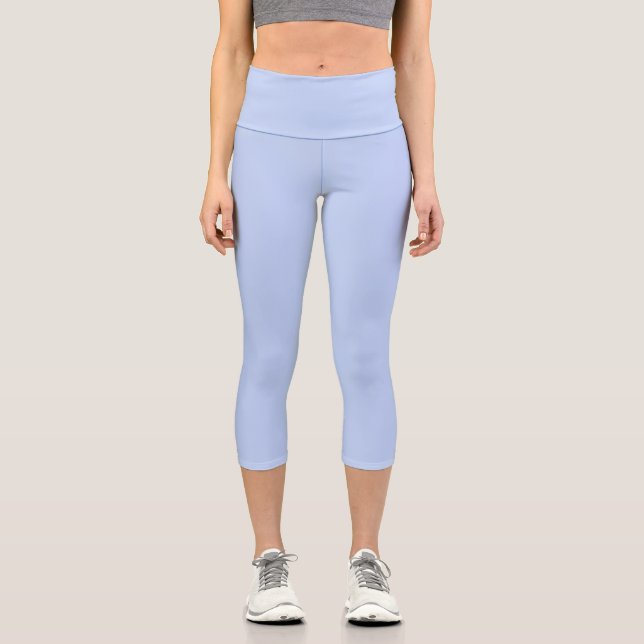 Solid colour plain periwinkle light blue capri leggings (Front)