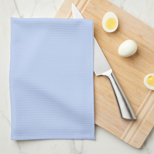 Solid colour plain periwinkle light blue kitchen towel (Quarter Fold)