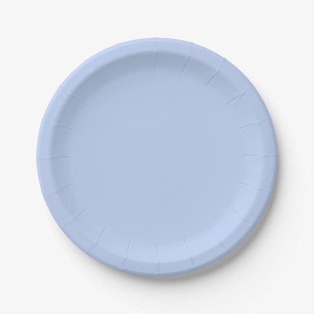 Solid colour plain periwinkle light blue paper plate (Front)