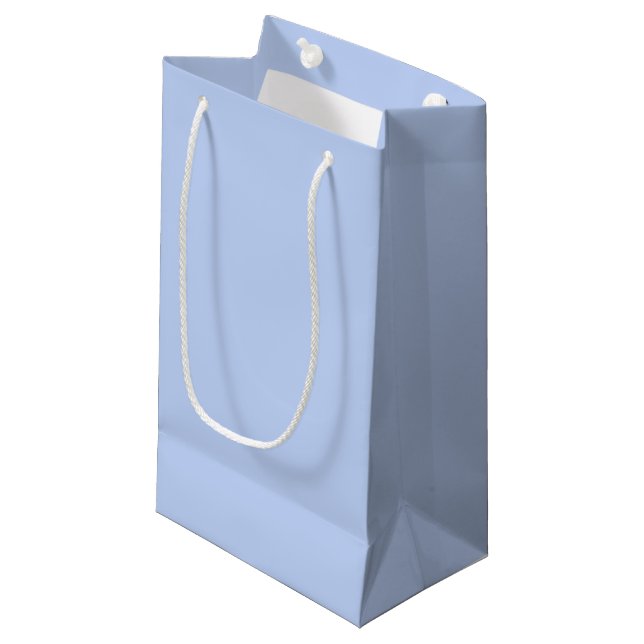 Solid colour plain periwinkle light blue small gift bag (Front Angled)