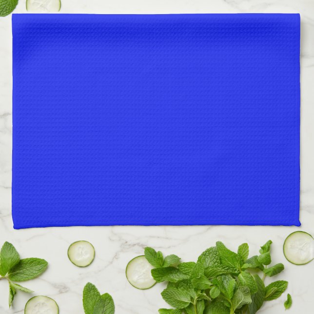 Solid colour plain sapphire bright blue kitchen towel (Folded)