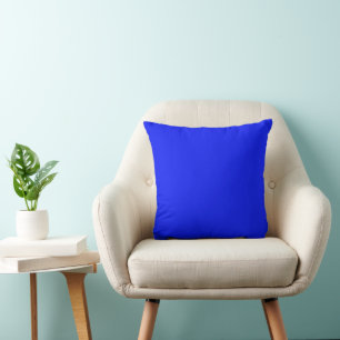 Solid colour plain sapphire bright blue throw pillow