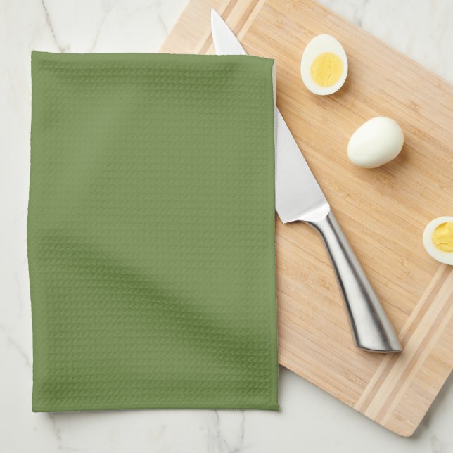 Solid colour plain thyme sage green  kitchen towel (Quarter Fold)