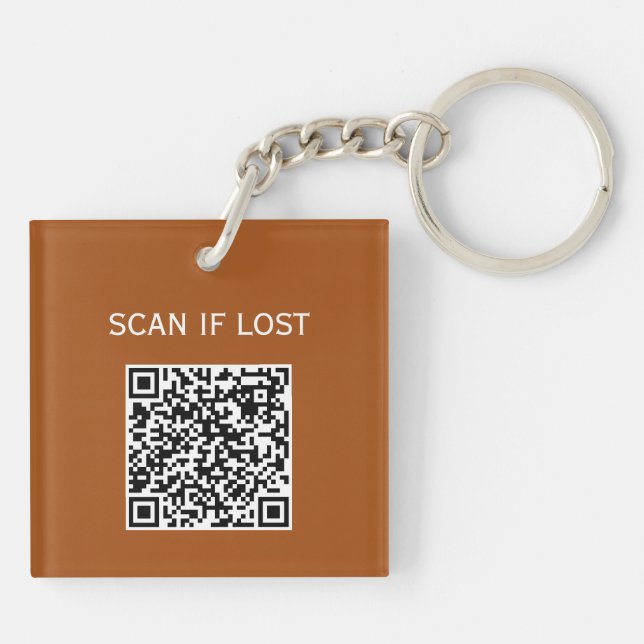 Solid Colour QR code Scan if lost Roux Elegant Keychain (Back)