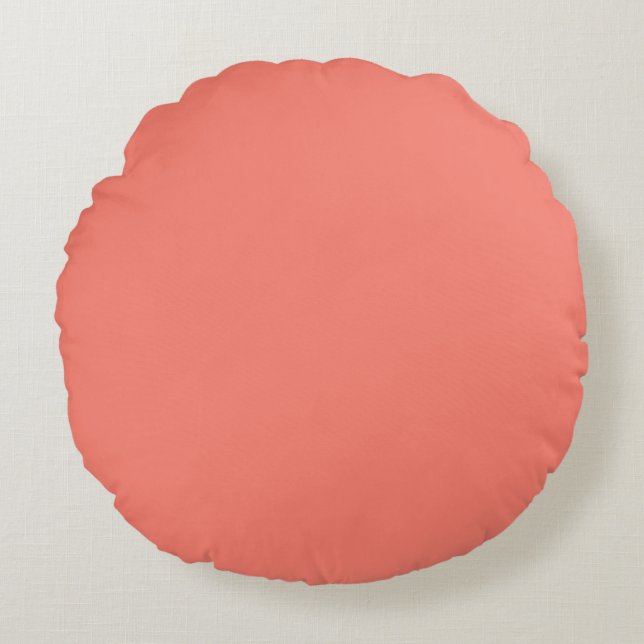 Solid colour salmon coral round pillow (Front)