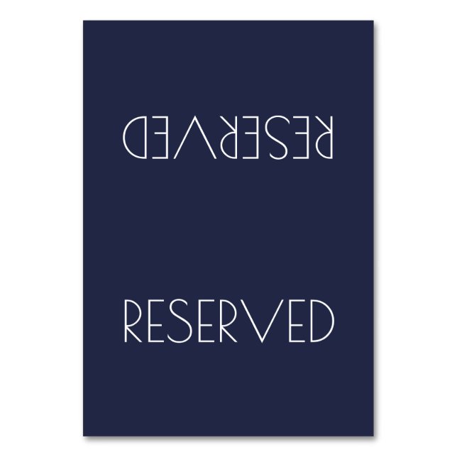 Solid Colour Simple Reserved Seating Tented Sign Table Number (Front)