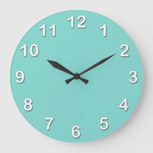 Solid Colour: Turquoise Aqua Large Clock