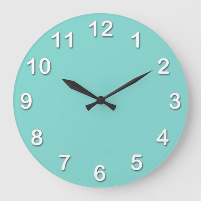 Solid Colour: Turquoise Aqua Large Clock (Front)