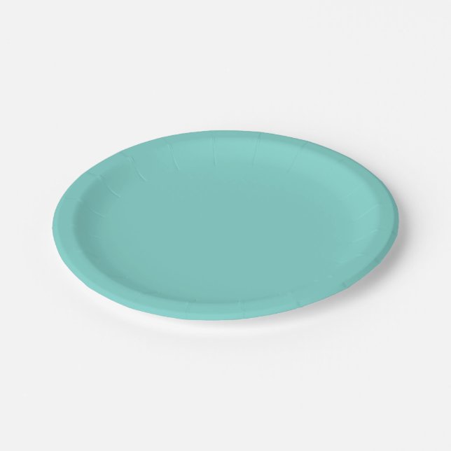 Solid Colour: Turquoise Aqua Paper Plate (Angled)
