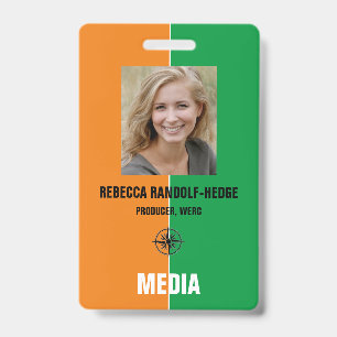 Solid Colours MEDIA PASS - Photo I.D. Badge