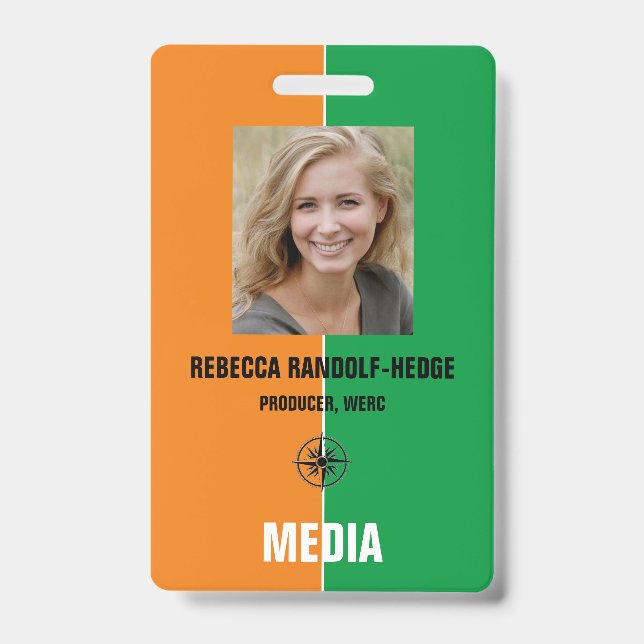 Solid Colours MEDIA PASS - Photo I.D. Badge (Front)