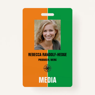 Solid Colours MEDIA PASS - Photo I.D. Badge