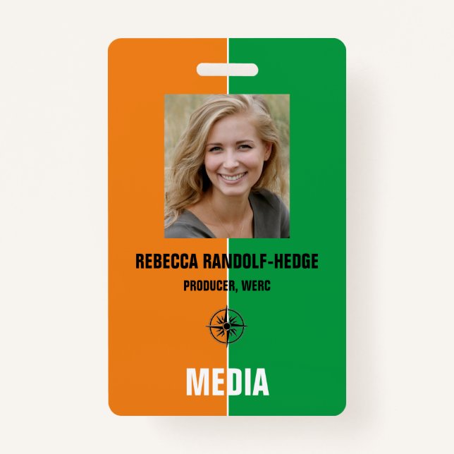 Solid Colours MEDIA PASS - Photo I.D. Badge (Front)
