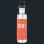 Solid Coral Custom Name Monogram 710 Ml Water Bottle<br><div class="desc">- Solid,  bold,  minimalist design with customizable name,  font,  font size or font colour... . It's very fun and playful!</div>