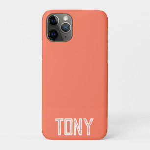 Solid Coral Custom Name Monogram iPhone 11 Pro Case