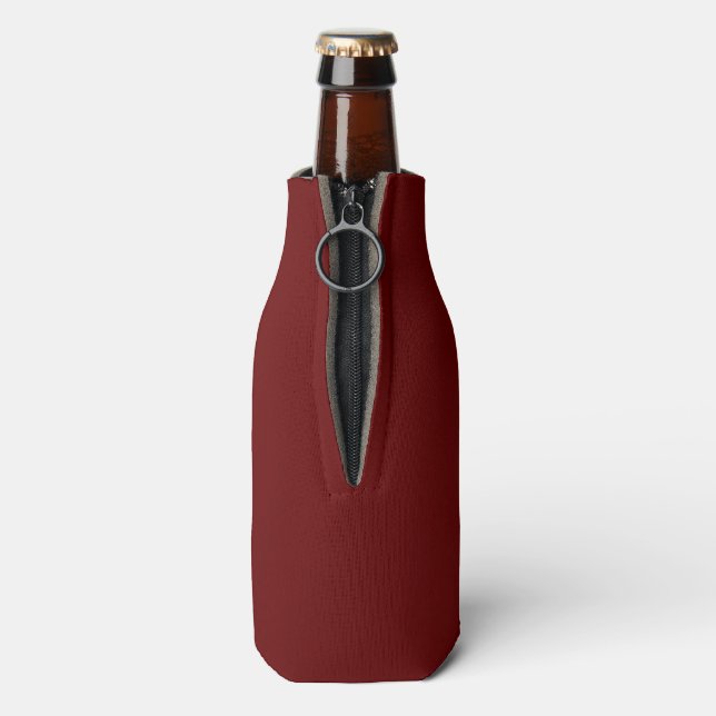 Solid Cranberry Maroon Colour Personalize  Bottle Cooler (Bottle Back)